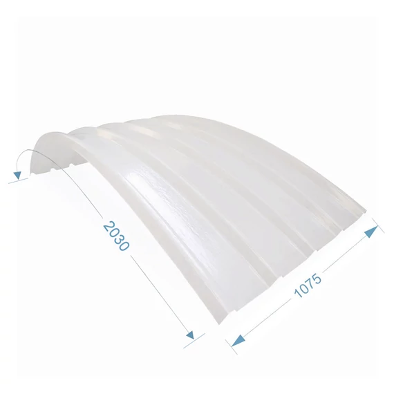 C496/330r íves öntartó poliészter trapézlemez opál szín 1.075 m x 2.0 m