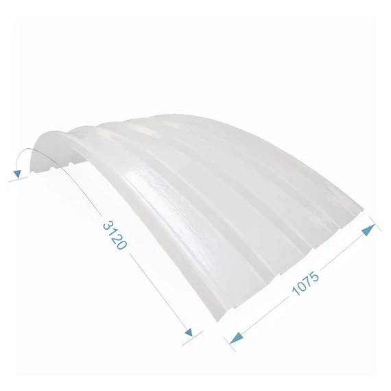 C496/330r íves öntartó poliészter trapézlemez opál szín 1.075 m x 3.0 m