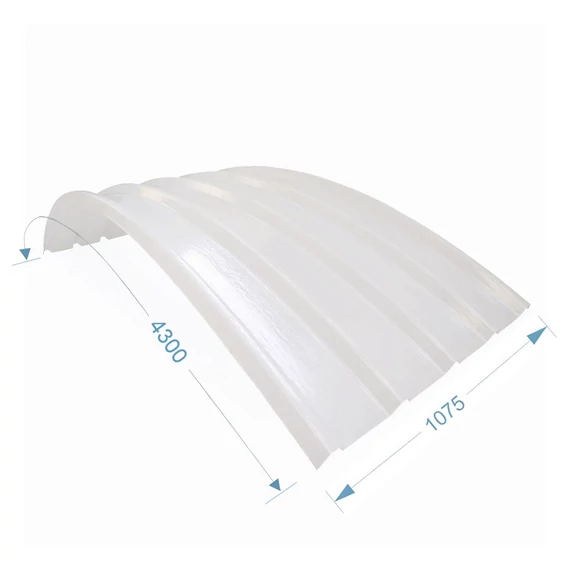 C496/330r íves öntartó poliészter trapézlemez opál szín 1.075 m x 2.0 m
