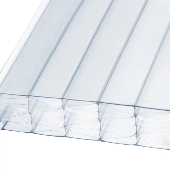Légkamrás (cellás) 25 mm polikarbonát lemez UV1 víztiszta X-struktúrás erősített 1.05 m x 5.0 m